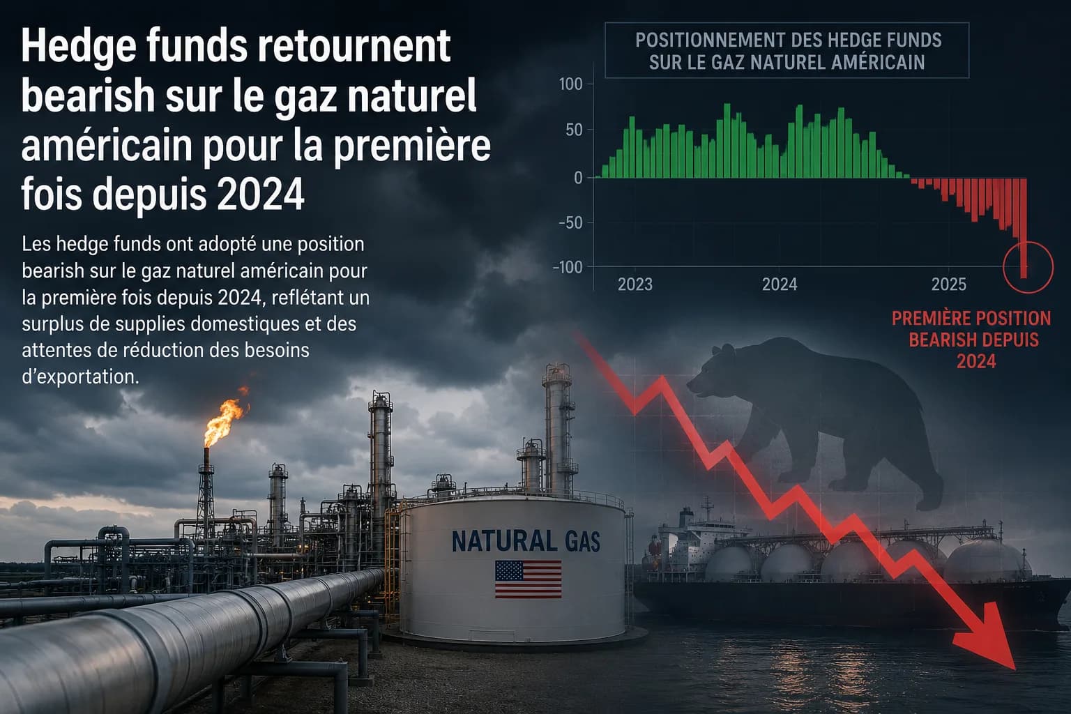Hedge funds retournent bearish sur le gaz naturel américain pour la première fois depuis 2024
